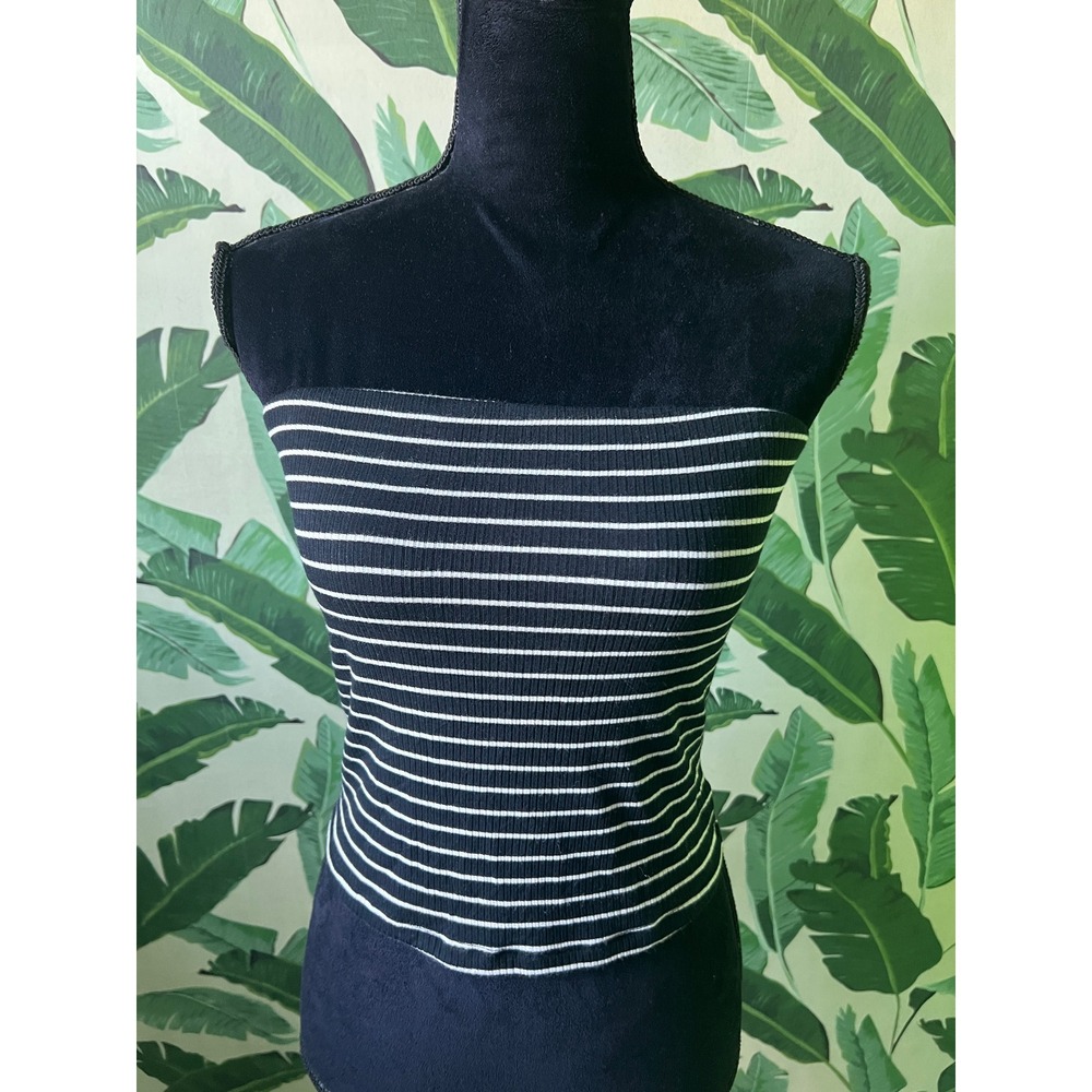 American Eagle Tube Top Women Medium Black White Striped